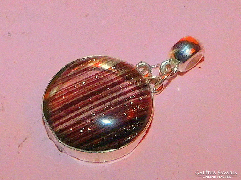 Golden glitter Murano glass round pendant