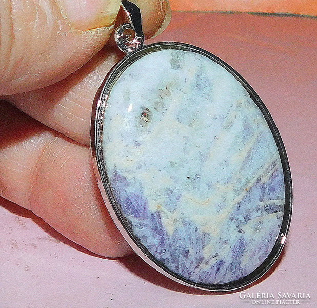 Rare! Lepidolite mineral stone large oval pendant