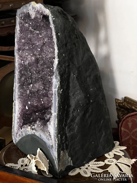 Amethyst geode mineral block