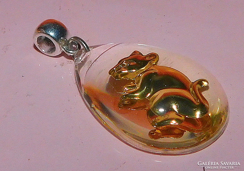 Sweet mouse-mouse glass drops big pendant
