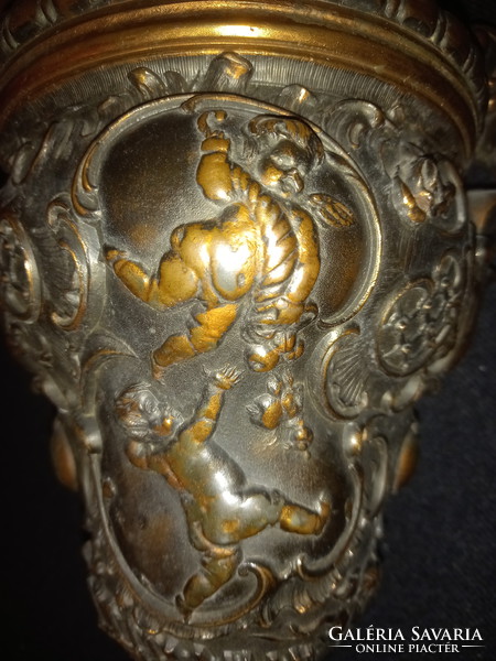 Baroque decorative jug made of copper alloy with angels