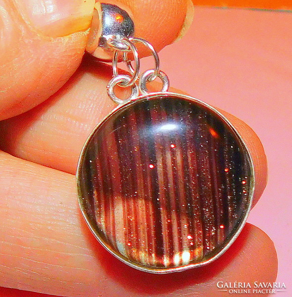 Golden glitter Murano glass round pendant