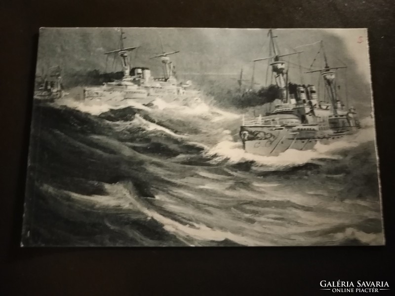 Warship - German postcard i. Vh.