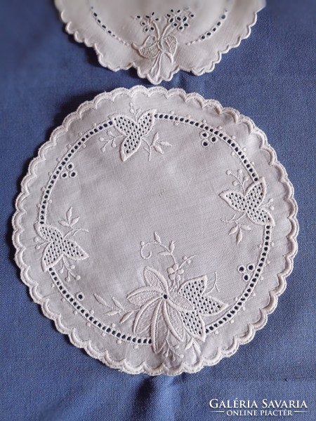 2 pcs embroidered, madeira tablecloth,