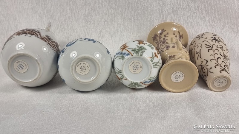 5 pcs Japanese porcelain mini vase collection made in 1980.