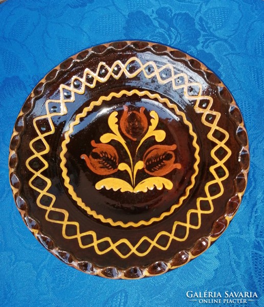 Sándor Mónus glazed ceramic wall plate hmv 22 cm (ap)