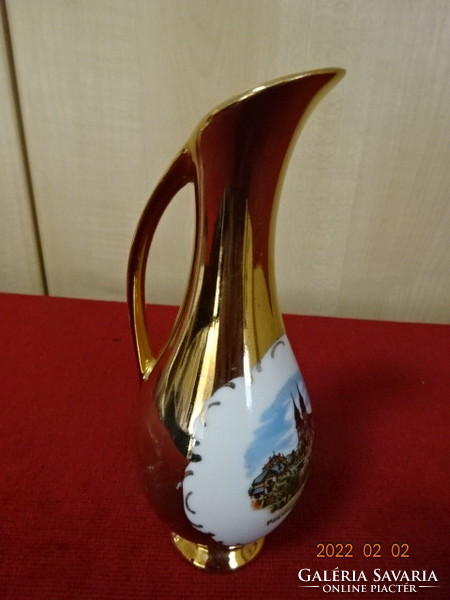 German porcelain jug with vase with handles. Gilded linen advertising outside. He has! Jókai.