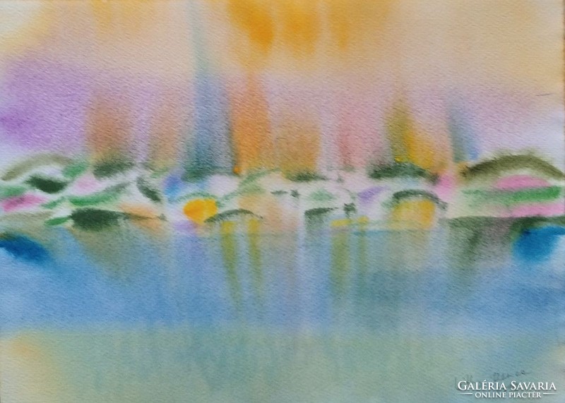 Litkey Bence: "Parti fények" című gyönyörű akvarellje