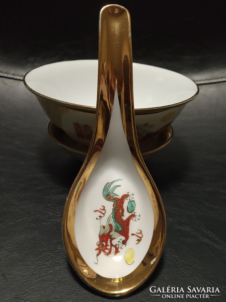 Kínai, sárkány mintás porcelán tálka-szett