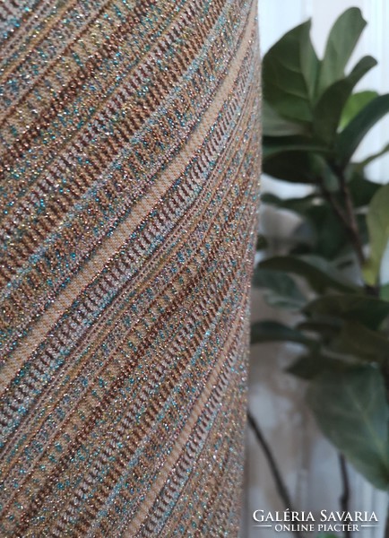 Allude andrea karg 36, metal fiber, lurex, gold-turquoise knitted skirt