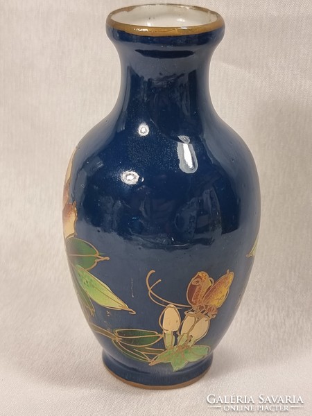 Enamel-painted - cobalt blue vase, I think the material is so-called Stone porcelain without marking, xx.Szd second half