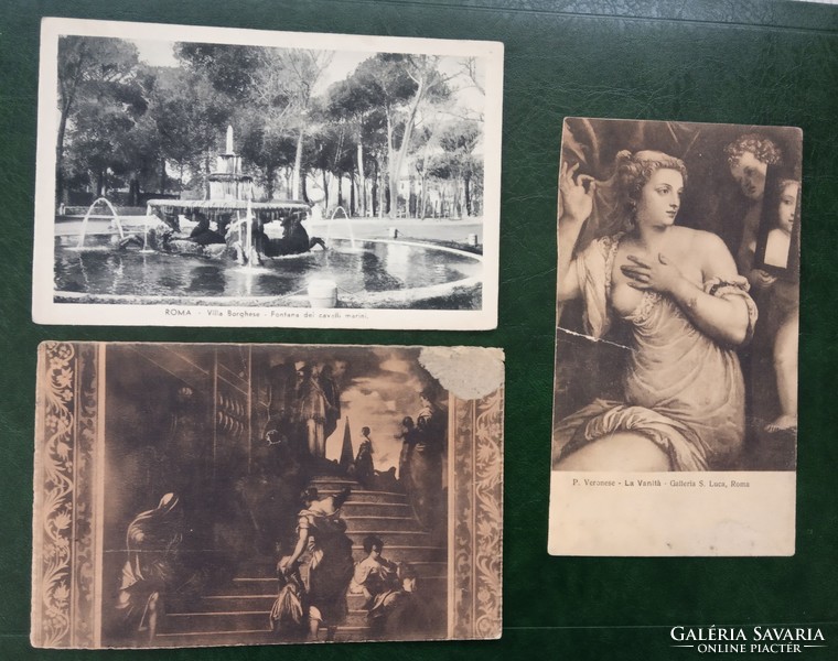 Antik fotó vallási témájú litográfia Róma, Velence képeslap 1920-as évek posta tiszta