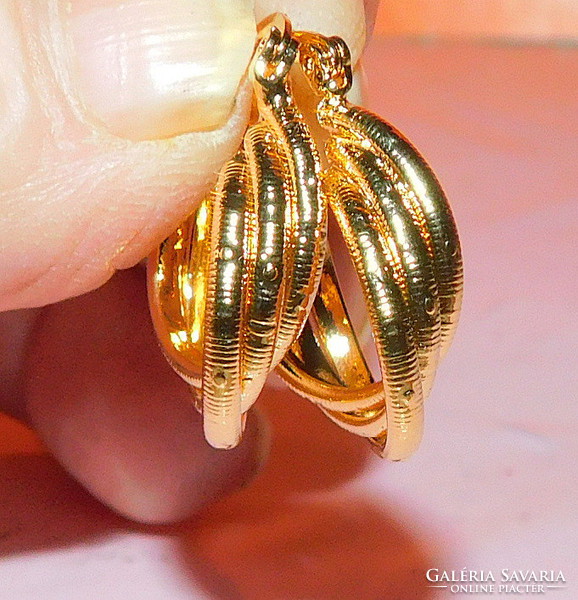 Italian 3 twisted hoop gold gold filled earrings
