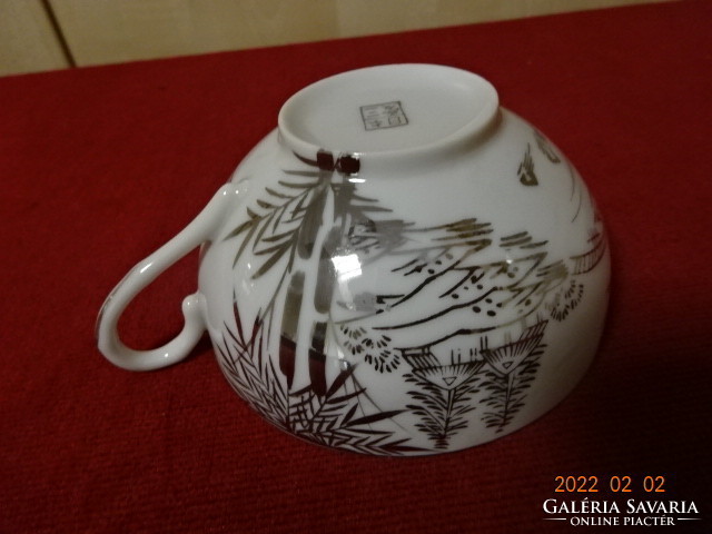 Japanese porcelain teacup with silver pattern on transparent. He has! Jókai.