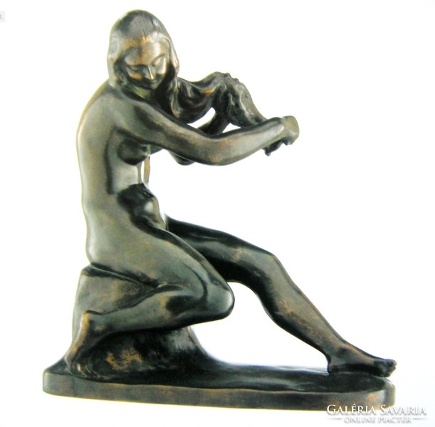 Kisfaludi Strobl Zsigmond (1884-1975): Reggel, 1924 - bronz, eredetigazolással, 10/5 példány