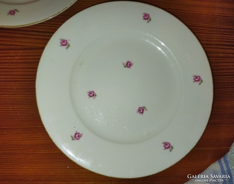 3 db. rózsa mintás csehszlovák desszertes tányér