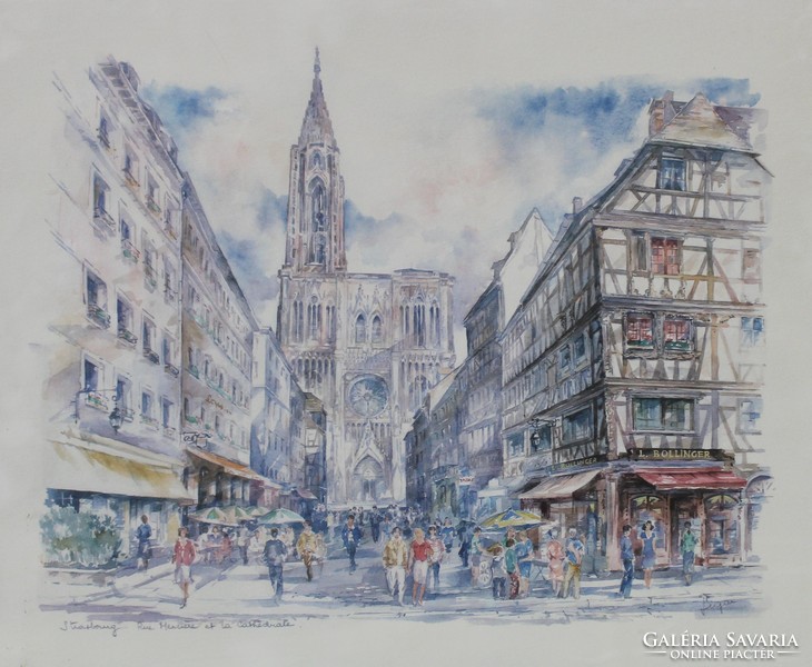 Rue merciere et la cathédrale, Strasbourg
