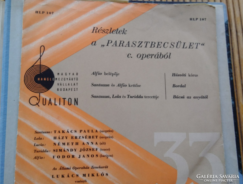 9 db  bakelit lemez ( Qualiton és Suprapfon ) kemény fedelű albumban , 1957, 1958. stb