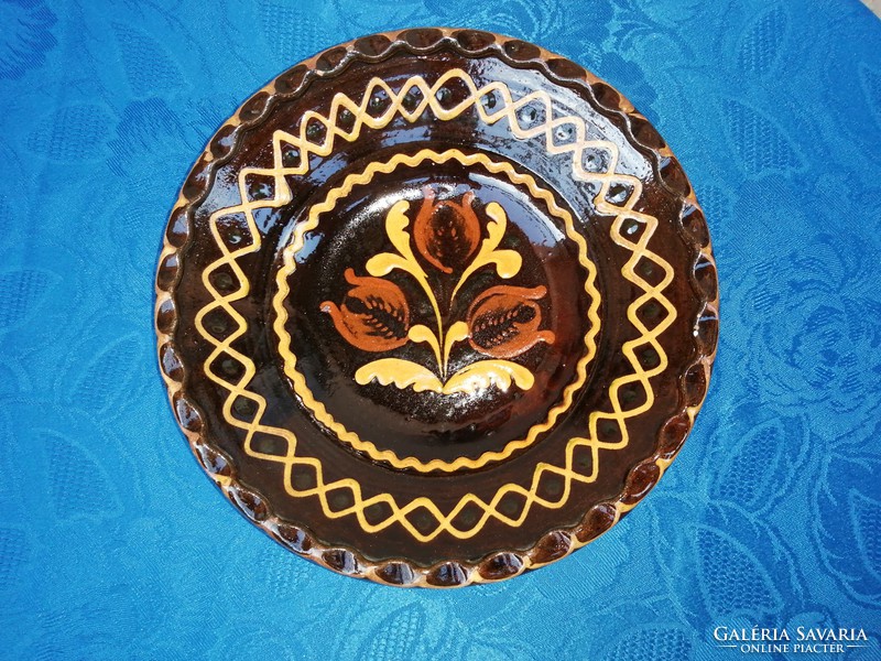 Sándor Mónus glazed ceramic wall plate hmv 22 cm (ap)