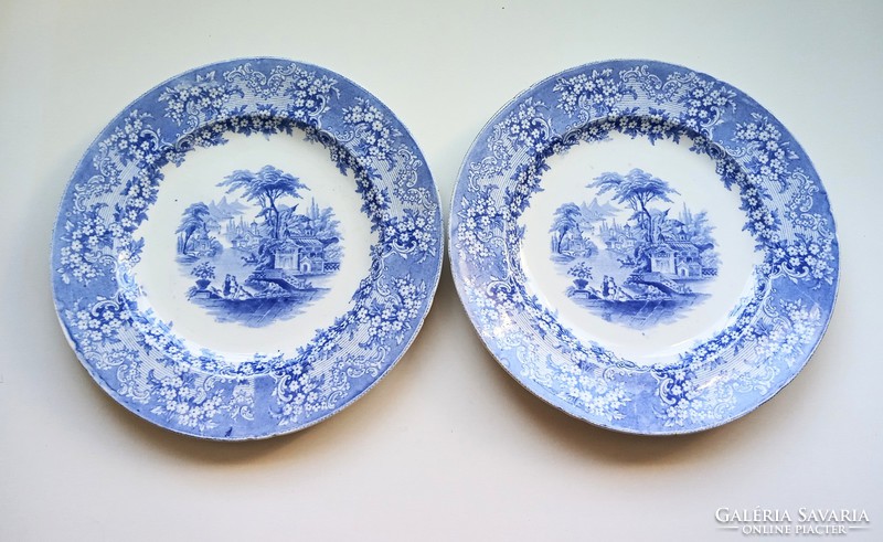 Régi kék mintás fajansz tányér 22cm 2db darabonként
