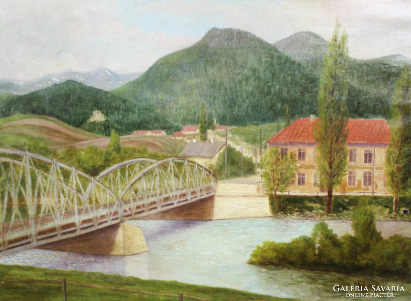 Riverside landscape with houses aggházy gyula