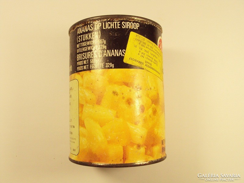 Retro konzervdoboz konzerv doboz - Ananászbefőtt ananász - 1980-as évekből - DÉLKER