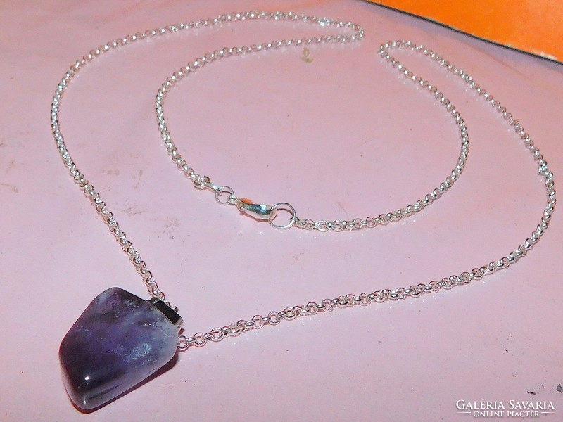 Amethyst mineral stone anchor necklace 65 cm