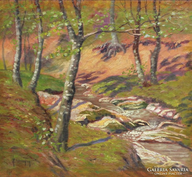 The work of the painter Jenő Remsei of the forest stream 1885-1960