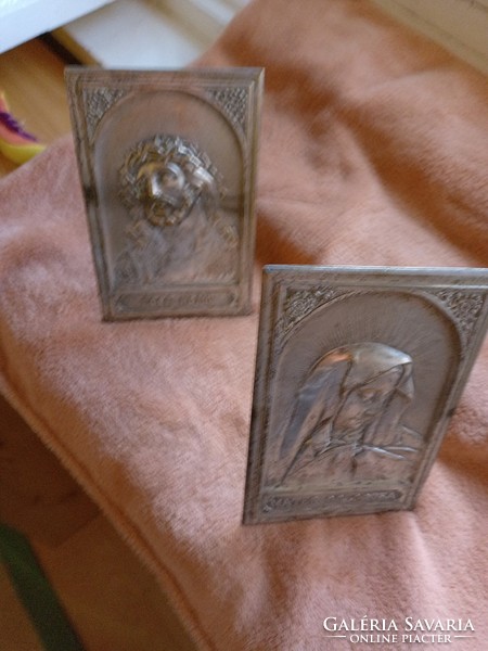 Jesus and Virgin Mary metal plaque