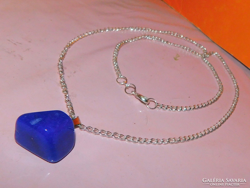 Lapis lazuli mineral stone spencer necklace 60 cm