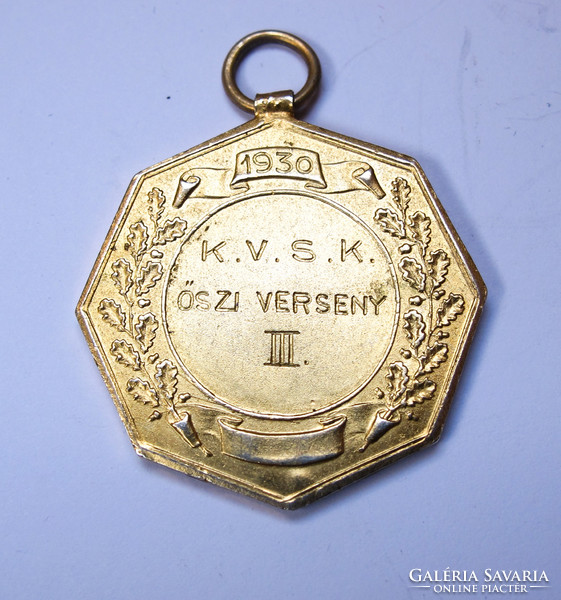 K.V.S.K. 1930 Autumn Competition.Iii, gold-plated silver medal.