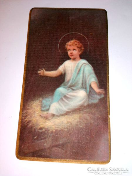 Old little Jesus in the manger, holy image, prayer, prayer book, Italian litho. 48.