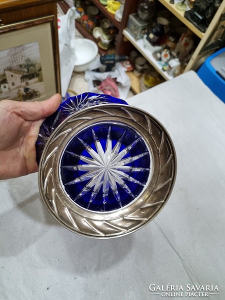 Old silver base crystal bowl