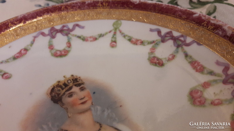 Antik Josephine díszítésű porcelán tányér, falitányér (2161)