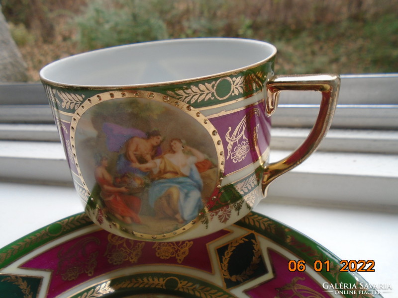 Novel altwien empire tea set with opulent gold patterns and mythological scene