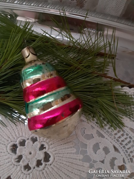 Régi üveg karácsonyfadísz ,lampion