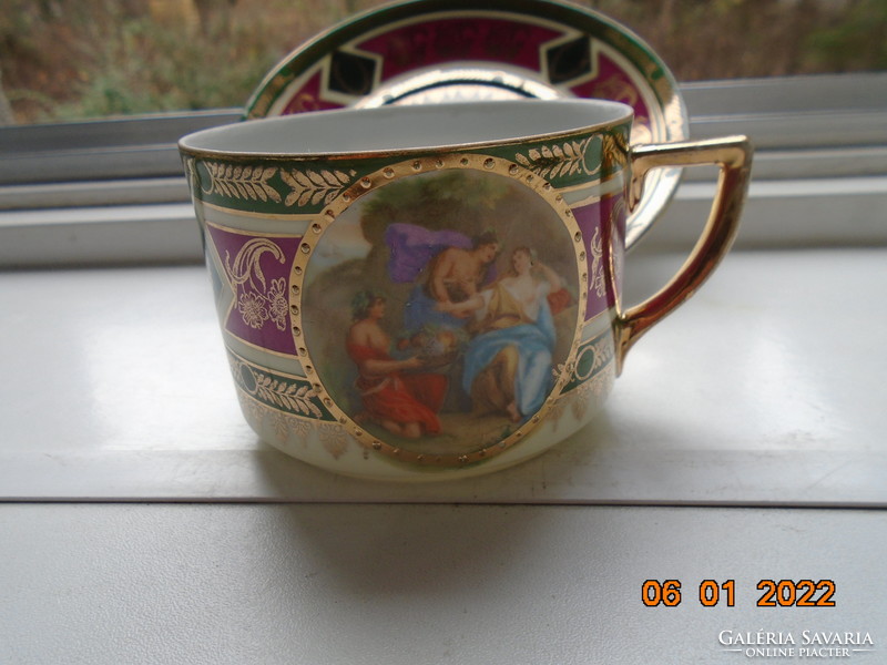 Novel altwien empire tea set with opulent gold patterns and mythological scene