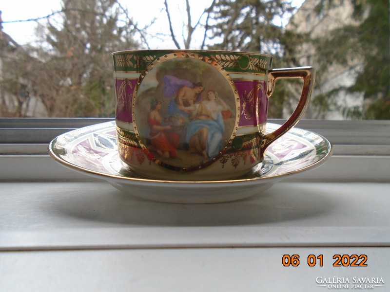 Novel altwien empire tea set with opulent gold patterns and mythological scene