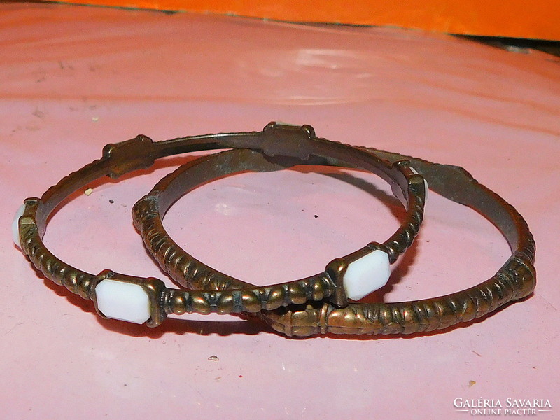 Very old 2 piece antique bronze bracelet - only for a thin wrist