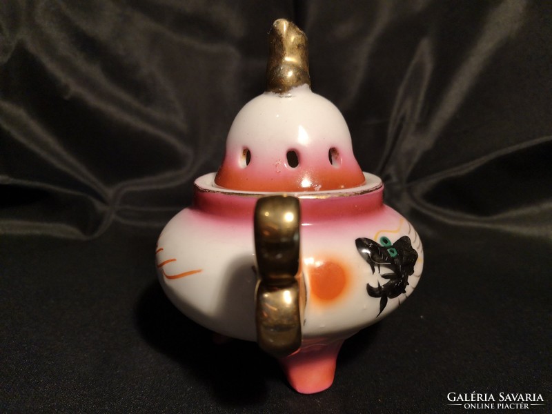 LEÁRAZTAM!!! Régi, kínai porcelán, kézzel festett füstölő edény