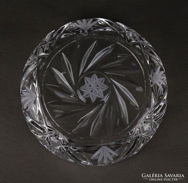 1H655 Csiszolt üveg asztali cukorka kínáló tál 5.5 x 12.5 cm