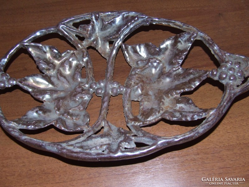 Two pieces of old cast iron grape pattern in centerpiece, bowl