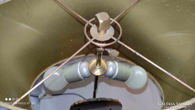 Mid Century eredeti WILLY DARO design réz és ásványkő metszet asztali lámpa 1970-es évek 62,5 cm