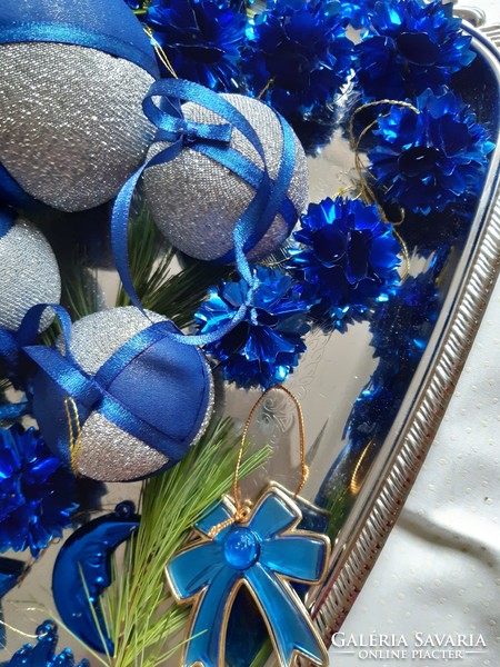 Cobalt blue Christmas tree decorations in one