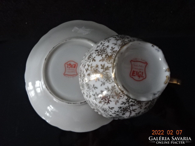 EIGL minőségi  porcelán Ausztria, kávéscsésze + alátét. Peuerbach - emlék. Vanneki!