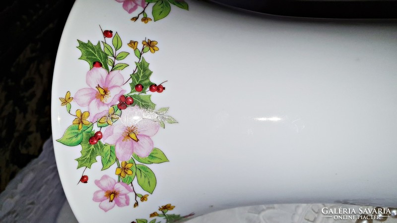 37 cm high. Old, flawless, pink-flowered, huge, rare, Raven House vase.