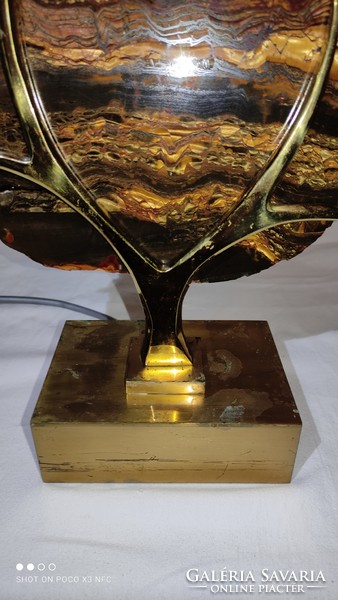 Mid century original willy makes design copper and mineral engraving table lamp 1970s 62.5 cm
