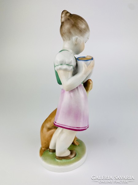 Herend porcelain figurine - girl with dog
