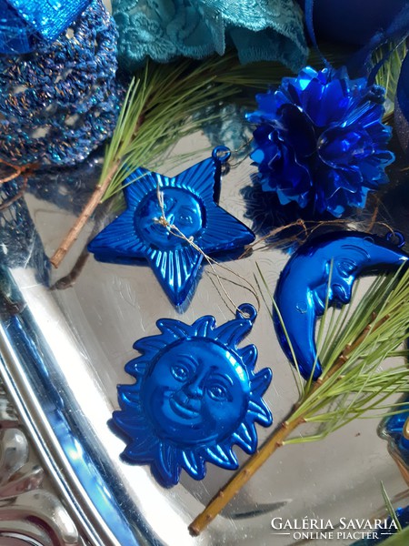 Cobalt blue Christmas tree decorations in one