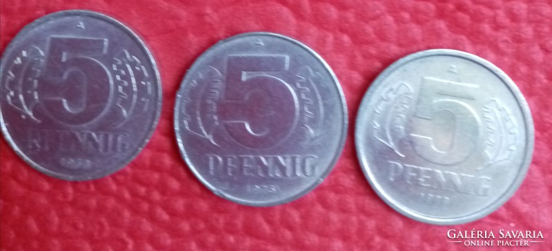 3 pcs 5 German pfennig